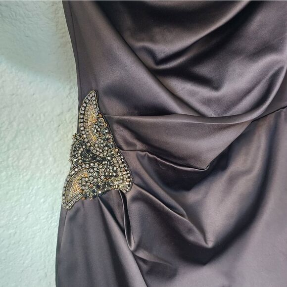 Eliza J embellish side one shoulder lined cocktail formal dress - Picture 2 of 11